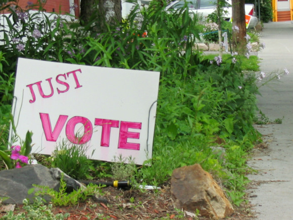 Just Vote sign