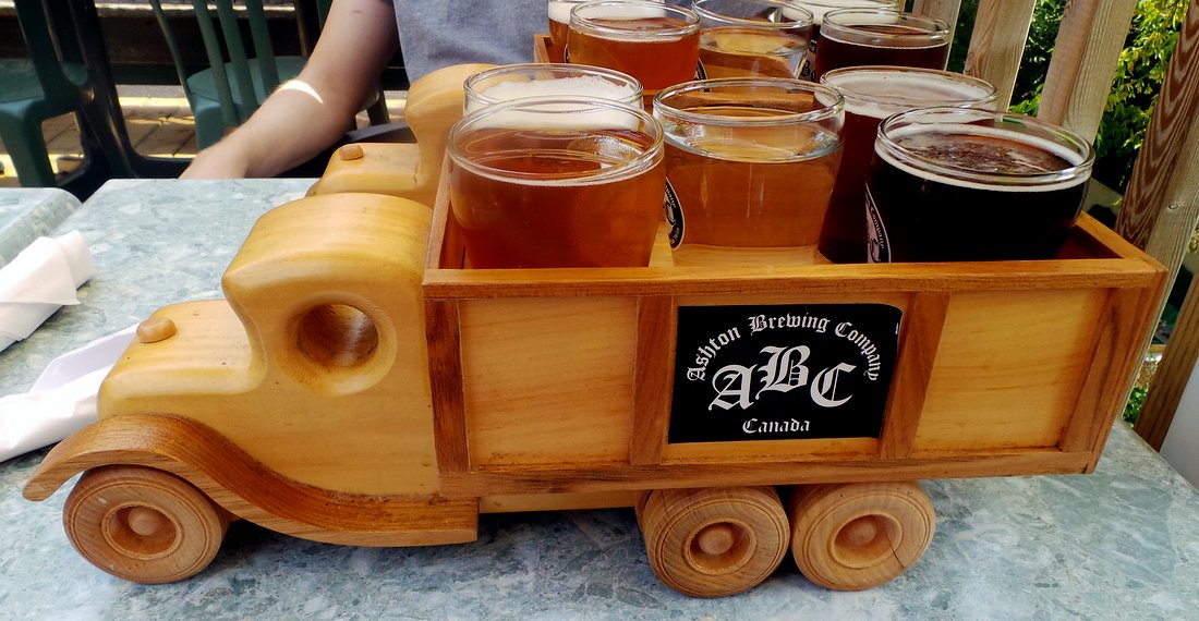 Flights of beer at Ashton Brew Pub
