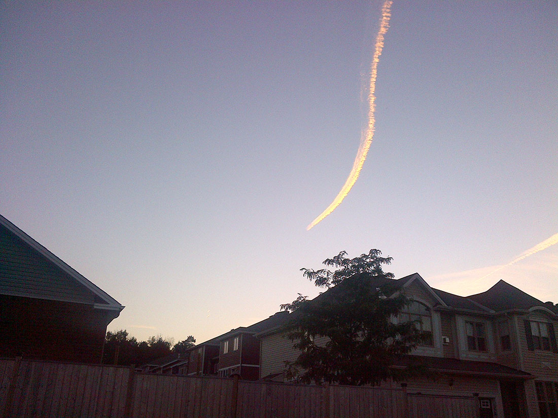 Jet contrails on September 24 over Stittsville. Photo by B.R. Ravishankar.