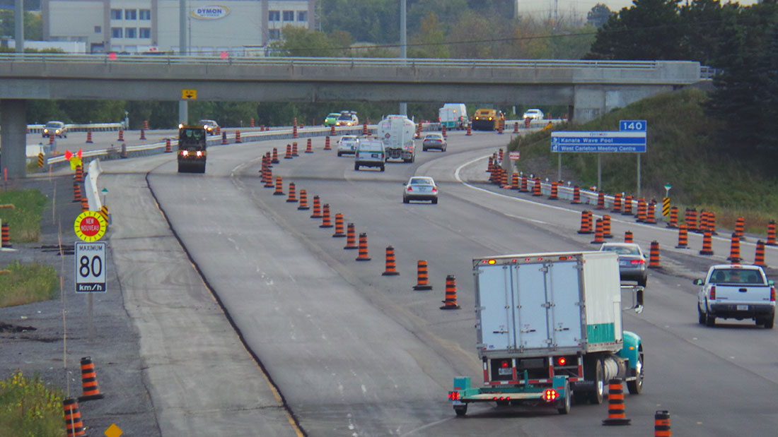 Queensway construction work, looking east from the Palladium overpass