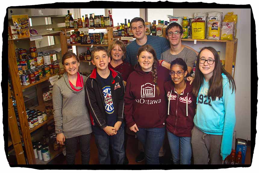 STITTSVILLE, ON, November 1, 2015. Stittsville Food Bank volunteers Front Row L-R: Kayla Robinson, Connor Meek, Caroline Frost, Shaheen Aziz, Gillian Smith, Back Row, L-R: Theresa Qadri (Chair), Adam McCaw, Quentin Pickett. (Barry Gray/StittsvilleCentral)