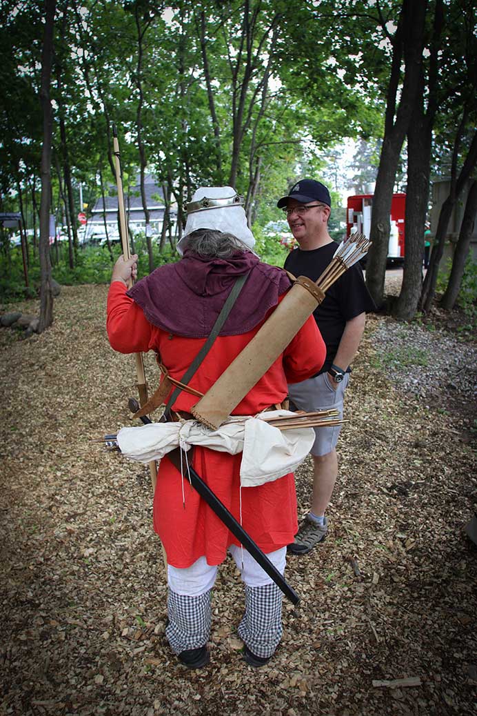 An archer stops to chat. Photo by Barry Gray.