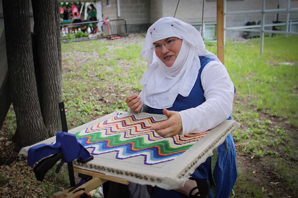 Sewing at the Goulbourn Museum’s Father’s Day Flashback. Photo by Bary Gray.