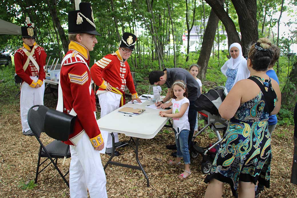 Signing up for live musket shooting. Photo by Barry Gray.