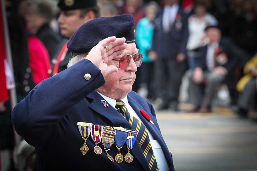 Veteran Lonnie Burse at the Remembrance Day Ceremony at the Stittsville Cenotaph. Photo by Barry Gray.