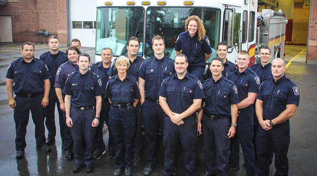Stittsville's volunteer firefighters in front of Station 81. Photo by Barry Gray.
