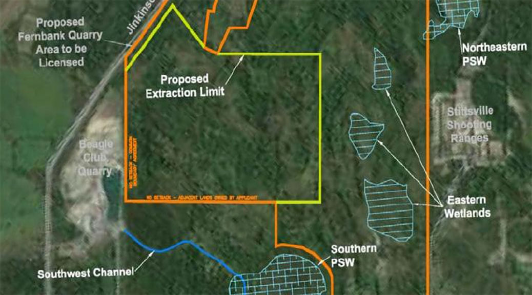 Map of the proposed Taggart quarry land on Fernbank Road west of Stittsville.