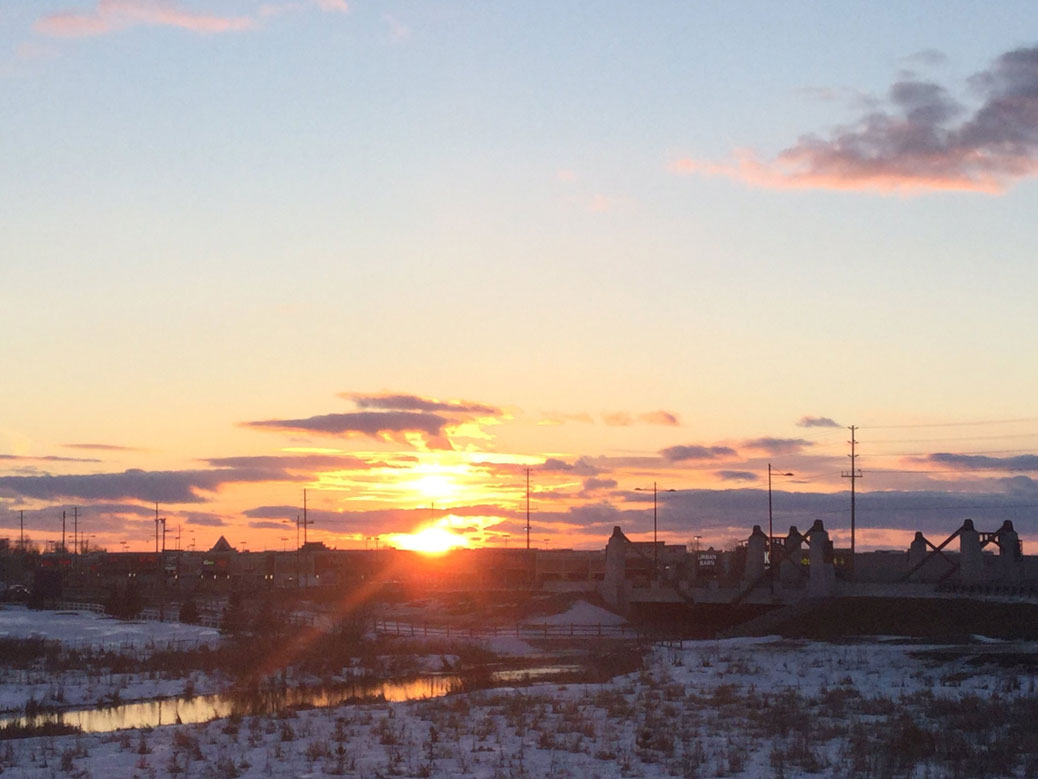 Sunset over Hazeldean Road / Carp River. Photo by Liz Hall. February 2017