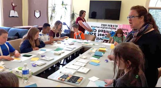 Stittsville United Church invited members of the community to create cards of support to the hockey famlies in Humboldt.
