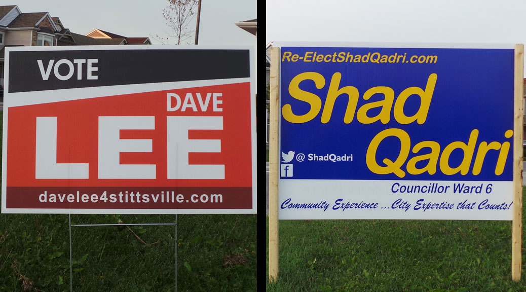 Election signs - Dave Lee and Shad Qadri