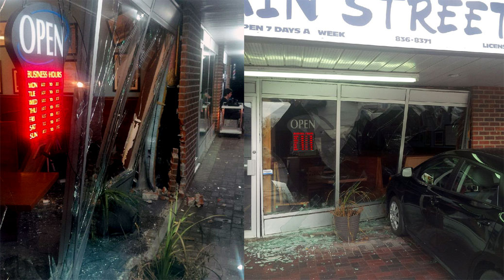 Car crashes into the front of the Main Street Cafe. Photo courtesy of Marc Monette