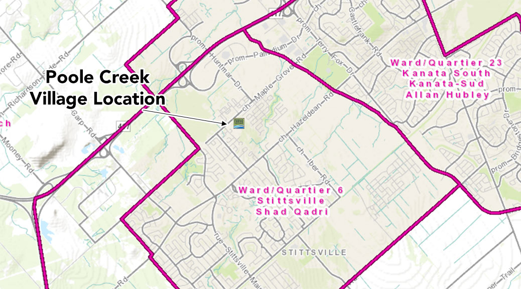 Map of Stittsville showing Poole Creek Village. Via GeoOttawa.