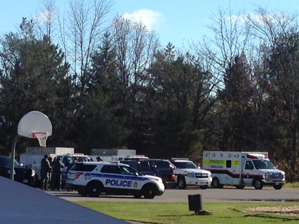 Police vehicles parked at Fringewood Park. Reader photo.