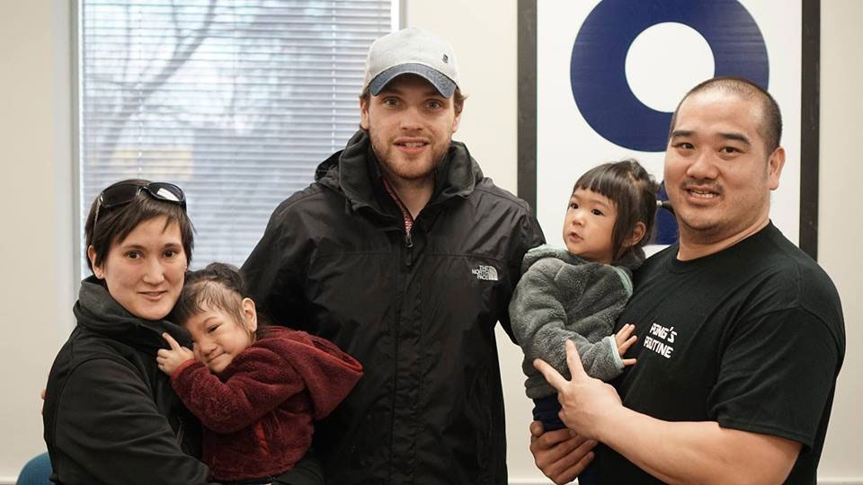Left to right: Stephanie, MacKenzie, Bobby Ryan, MacKayla and Ata (aka Pong).