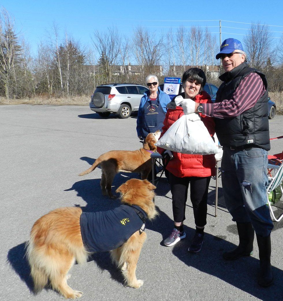 Dagmar VanBeselaere, Jennifer Harris and Scott Campbell at Saturday's clean-up.