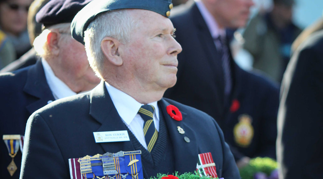 Remembrance Day ceremonial service at the Cenotaph on Warner-Colpitts Lane. Photo by Barry Gray.