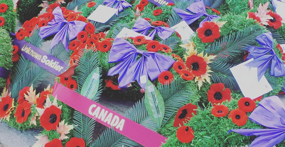 Wreaths at the cenotaph. Photo by Glen Gower.