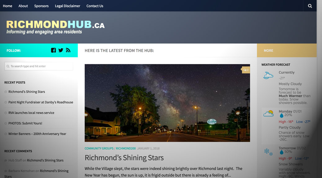 Richmond Hub screen shot January 2018