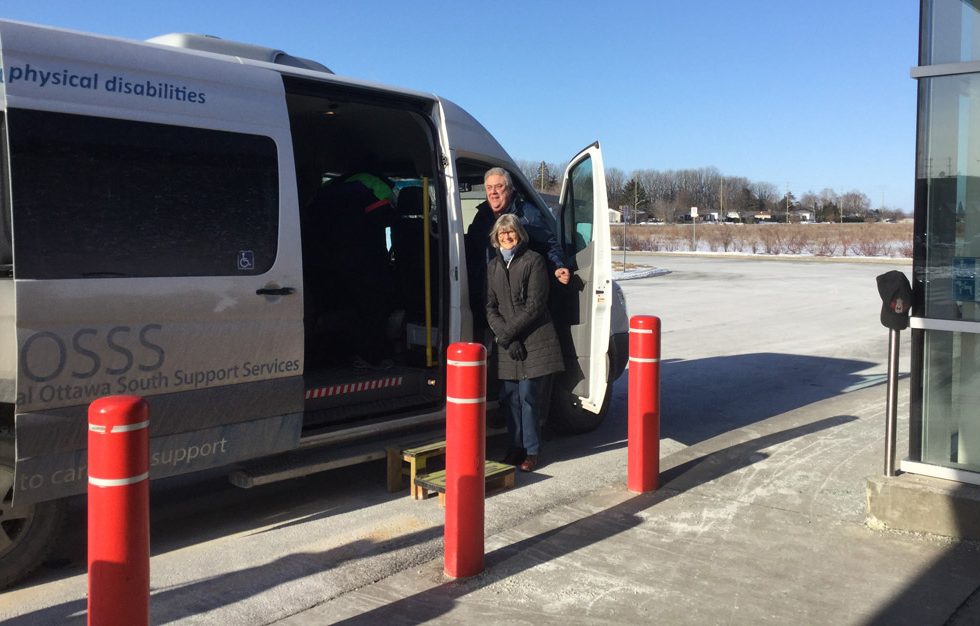 Driver Greg Bungay and volunteer Pamela Brown with the ROSSS Gateway to Groceries bus.