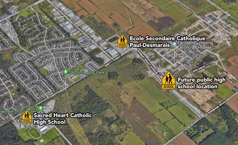 Map showing the location of the future public high school