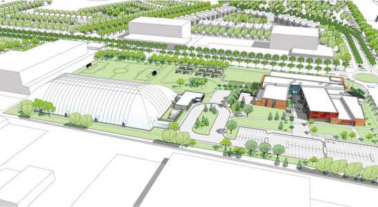 Layout of the proposed Sooners football dome and club house from Edward J. Cuhaci and Associates Architects Inc.