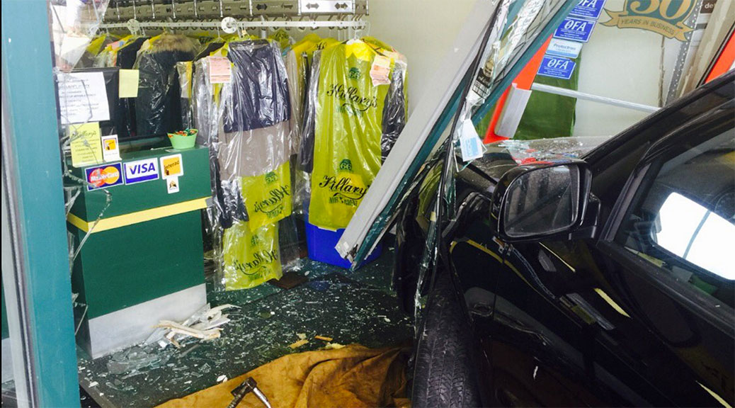 SUV drives into Hillary's on Stittsville Main Street. Photo via François Côté.
