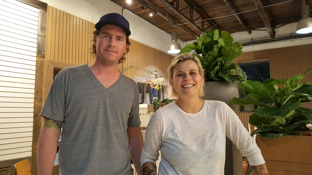 Thom Johnson will run Steelwool Cycleworks, the bike shop, and Kat Kosk will run blumenstudios, the cafe-florist. Photo by Glen Gower