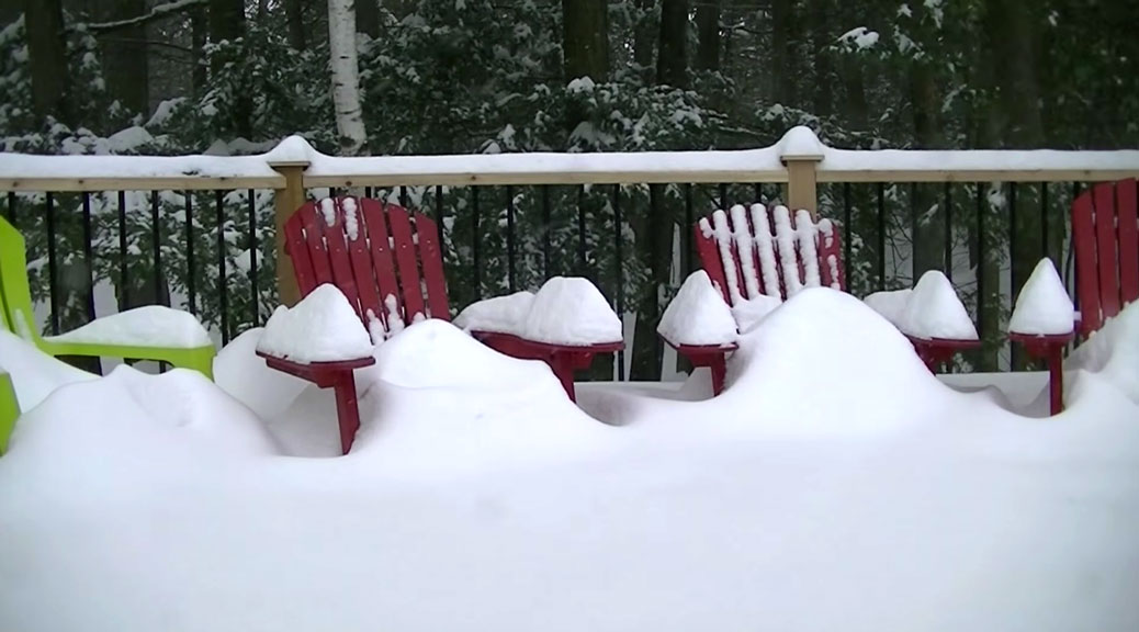 Stittsville's Dave Rooney set up his camera to record the snow falling on his back deck.