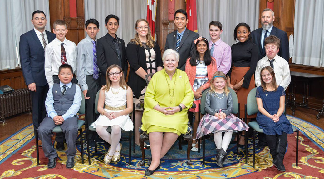 Stittsville's Tysen Lefebvre travelled to Toronto this week to accept a 2015 Ontario Junior Citizen Award. The 15-year-old was one of twelve Ontario youth to receive the honour, presented by Ontario's Lieutenant Governor Elizabeth Dowdeswell.