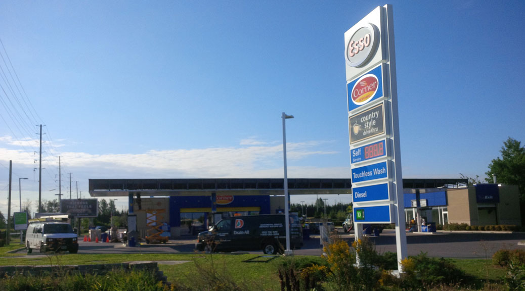 August 26, 2015 - gas station at Palladium and Huntmar goes from an Ultramar to an Esso
