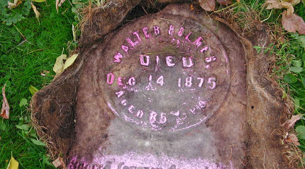 Walter Holmes head stone uncovered at 173 Huntmar.